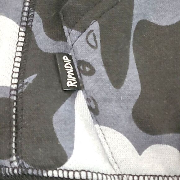 S Ripndip Gray Camo Lord NERMAL Cat pull Over Hoodie Camouflage NEW W Tag SMALL - Picture 5 of 11